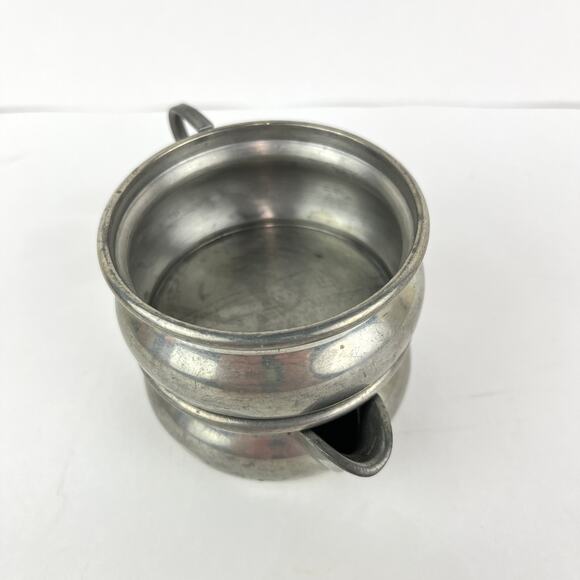 Queen Art Pewter Stackable Cream and Sugar Set Made in USA - Picture 2 of 7